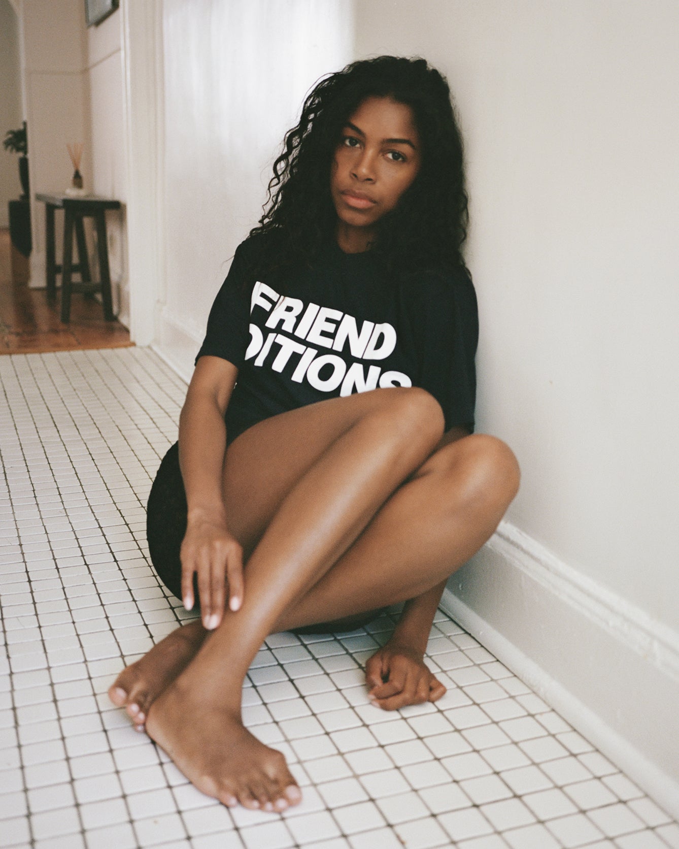 FE Monogram Tee: Two Lines (White/Navy)