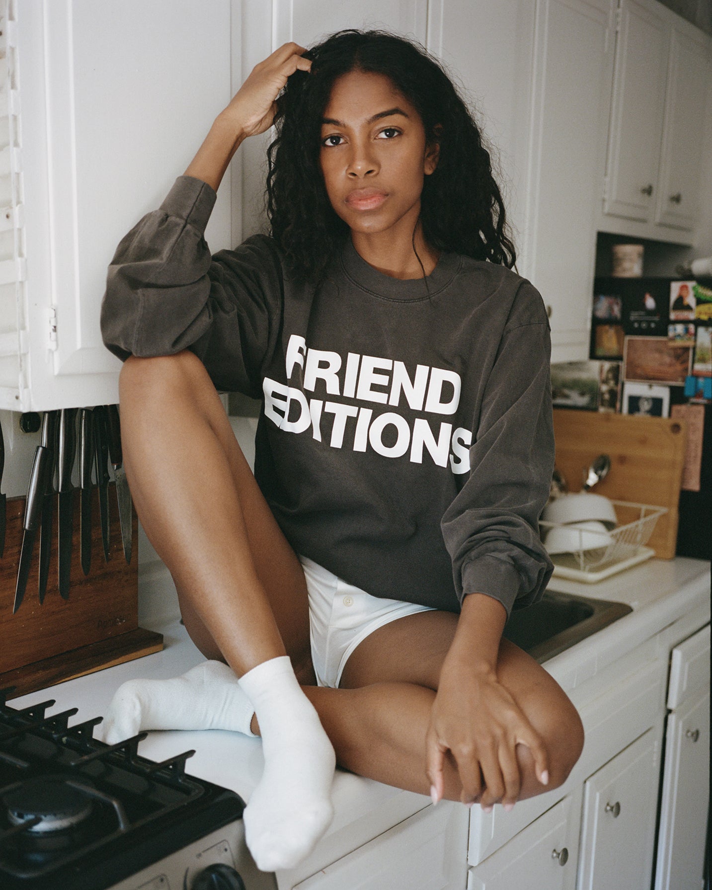 FE Monogram Tee: Two Lines (White/Vintage Black)